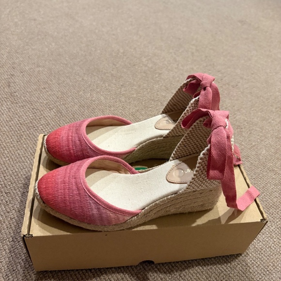 Boden Pink classic Cassie espadrille wedges NWOT Size 37 - Picture 3 of 4